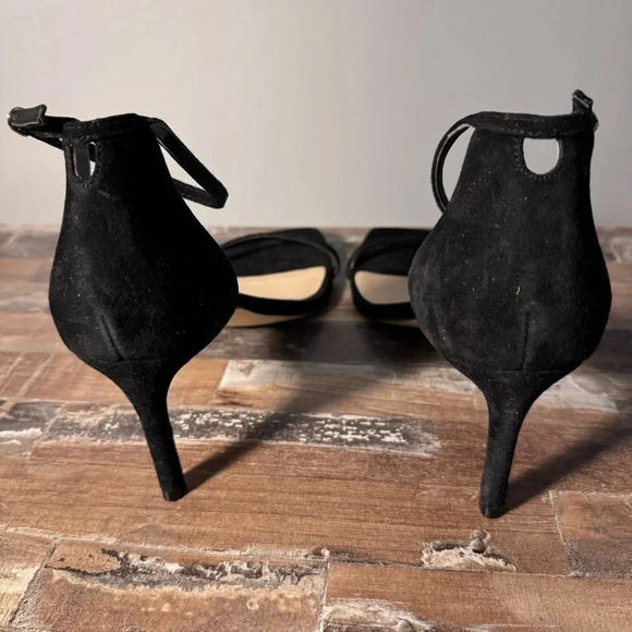 Stuart Weitzman Black Suede Heels with Ankle Strap - Picture 3 of 4